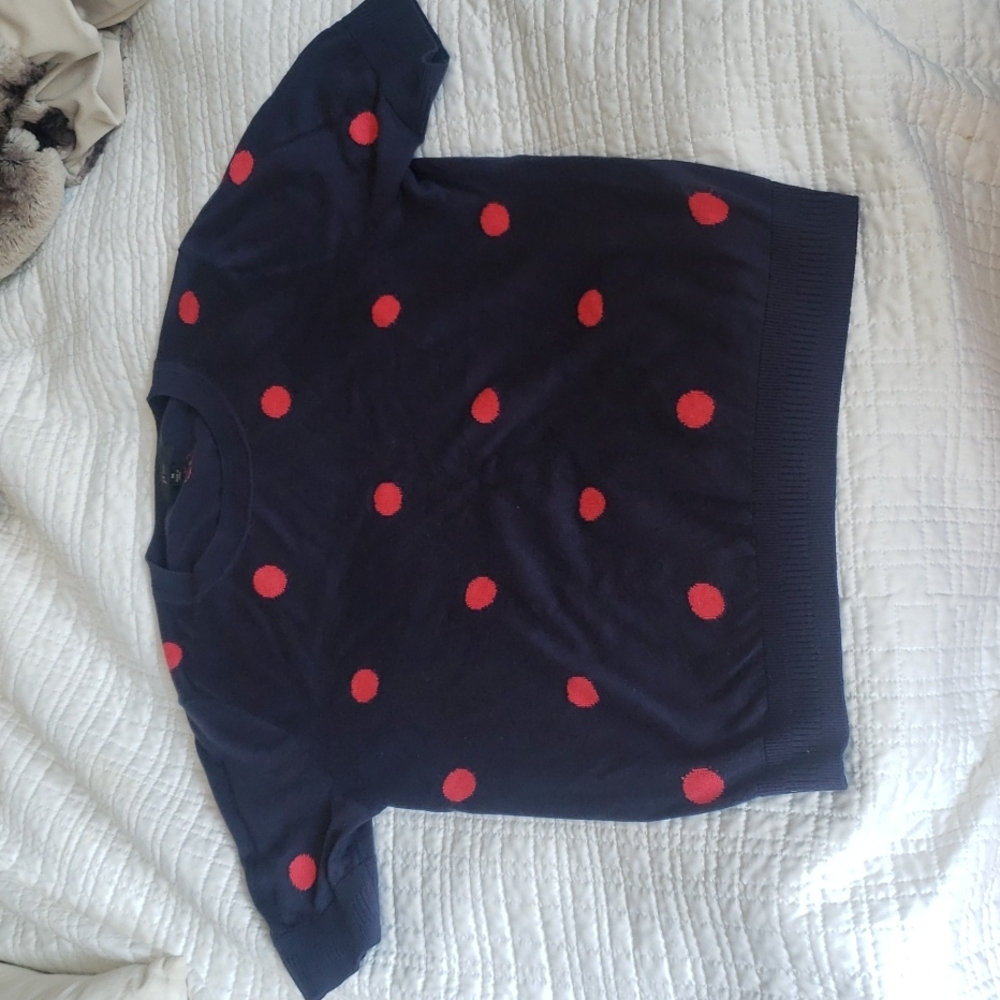 Jcrew women's medium short sleeve polka dot sweater